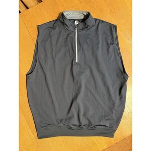 FootJoy Vest Men XL Black Solid Performance Golf Stretch Wick Logo Nylon 1/4 Zip